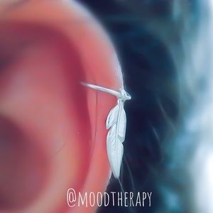 925 Sterling Boho Feather Cartilage Hoop Earring